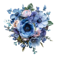 AI generated Stylish blue bouquet isolated on transparent background png