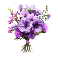 ai généré élégant violet bouquet isolé sur transparent Contexte png