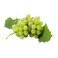 AI generated A bunch of green grape with leaves png isolated on transparent background