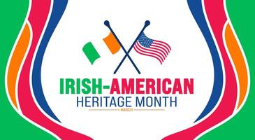 march is Irish American Heritage Month background design template with united state and Ireland national flag. use to background, banner, placard, card, and poster design template. vector illustration