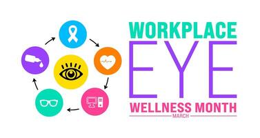 March is Workplace Eye Wellness Month background template. Holiday concept. use to background, banner, placard, card, and poster design template with text inscription and standard color. vector