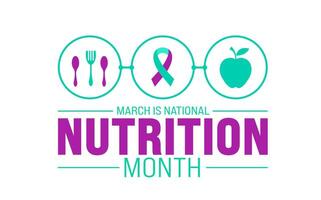 March is National Nutrition Month background template. Holiday concept. use to background, banner, placard, card, and poster design template with text inscription and standard color. vector