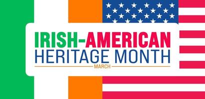 march is Irish American Heritage Month background design template with united state and Ireland national flag. use to background, banner, placard, card, and poster design template. vector illustration