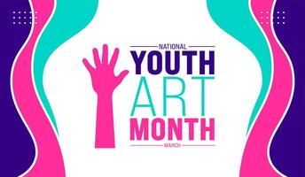 March is Youth Art Month background template. Holiday concept. use to background, banner, placard, card, and poster design template with text inscription and standard color. vector illustration.