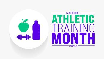 March is National Athletic Training Month background template. Holiday concept. use to background, banner, placard, card, and poster design template with text inscription and standard color. vector