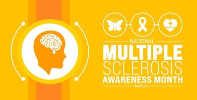 March is national Multiple Sclerosis Awareness Month background template. Holiday concept. use to background, banner, placard, card, and poster design template with text inscription and standard color vector