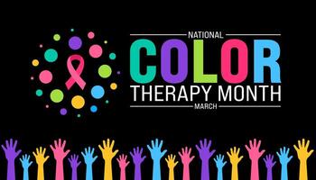 March is Color Therapy Month background template. Holiday concept. use to background, banner, placard, card, and poster design template with text inscription and standard color. vector illustration.