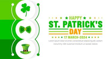 17 March is Happy St. Patrick's day background with green leaves background template. St Patrick day or saint Patrick day banner. use to background,  placard, card, and poster design template. vector