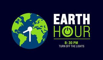 march is Earth hour background. turn off your lights for our planet banner. Earth hour illustration with planet and turn off button. Turn off the lights. Web banner. vector