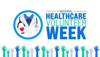 March is National Healthcare Volunteer Week background template. Holiday concept. use to background, banner, placard, card, and poster design template with text inscription and standard color. vector