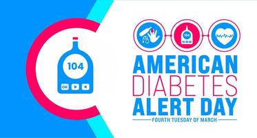 marzo es americano diabetes alerta día antecedentes modelo. fiesta concepto. utilizar a fondo, bandera, cartel, tarjeta, y póster diseño modelo con texto inscripción y estándar color. vector