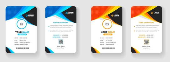 corporate business office id card design set with blue and yellow color. vector