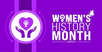 March is Womens History Month background template with women vector design template. use to background, banner, placard, card, and poster design template. vector illustration.