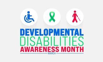 March is Developmental Disabilities Awareness Month background template. Holiday concept. use to background, banner, placard, card, and poster design template with text inscription and standard color. vector
