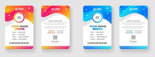 corporate business office id card design set with blue and yellow color. vector