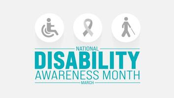 March is Disability Awareness Month background template. Holiday concept. use to background, banner, placard, card, and poster design template with text inscription and standard color. vector