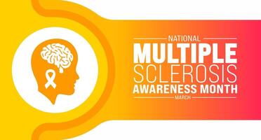 March is national Multiple Sclerosis Awareness Month background template. Holiday concept. use to background, banner, placard, card, and poster design template with text inscription and standard color vector