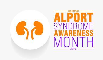 March is National Alport Syndrome Awareness Month background template. Holiday concept. use to background, banner, placard, card, and poster design template with text inscription and standard color. vector