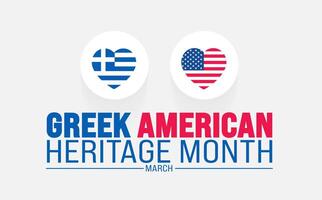 March is Greek American Heritage Month background design template with Greek and USA flag concept. use to background, banner, placard, card, and poster design template. vector illustration.