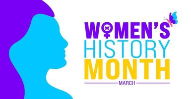 March is Womens History Month background template with women vector design template. use to background, banner, placard, card, and poster design template. vector illustration.