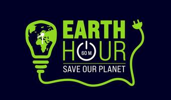 march is Earth hour background. turn off your lights for our planet banner. Earth hour illustration with planet and turn off button. Turn off the lights. Web banner. vector