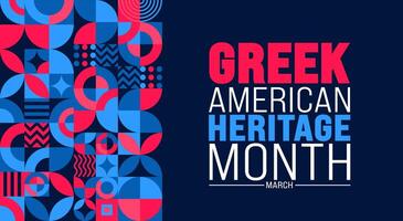 March is Greek American Heritage Month background design template with Greek and USA flag concept. use to background, banner, placard, card, and poster design template. vector illustration.