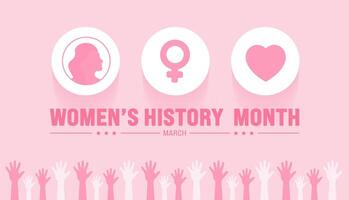 March is Womens History Month background template with women vector design template. use to background, banner, placard, card, and poster design template. vector illustration.