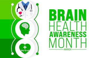 March is Brain Health Awareness Month background template. Holiday concept. use to background, banner, placard, card, and poster design template with text inscription and standard color. vector