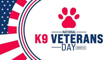 March is National K9 Veterans Day background template. Holiday concept. use to background, banner, placard, card, and poster design template with text inscription and standard color. vector