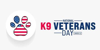 March is National K9 Veterans Day background template. Holiday concept. use to background, banner, placard, card, and poster design template with text inscription and standard color. vector