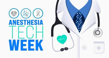 March is Anesthesia Tech Week background template. Holiday concept. use to background, banner, placard, card, and poster design template with text inscription and standard color. vector illustration.