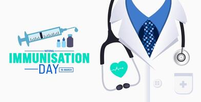 March is National Immunisation Day background template. Holiday concept. use to background, banner, placard, card, and poster design template with text inscription and standard color. vector