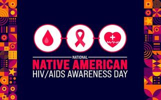 March is National Native American HIV AIDS Awareness Day background template. Holiday concept. use to background, banner, placard, card, and poster design template with text inscription and standard vector