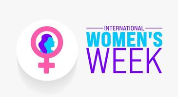 March is International Women's Week background template. Holiday concept. use to background, banner, placard, card, and poster design template with text inscription and standard color. vector