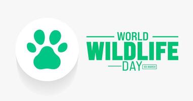 March is World Wildlife Day background template. Holiday concept. use to background, banner, placard, card, and poster design template with text inscription and standard color. vector illustration.