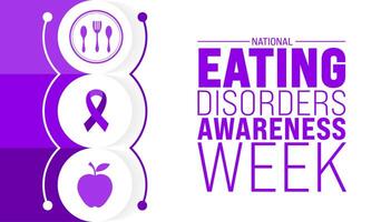 March is National Eating Disorders Awareness Week background template. Holiday concept. use to background, banner, placard, card, and poster design template with text inscription and standard color. vector