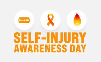 March is Self-Injury Awareness Day background template. Holiday concept. use to background, banner, placard, card, and poster design template with text inscription and standard color. vector