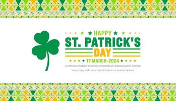 17 March is Happy St. Patrick's day background with green leaves background template. St Patrick day or saint Patrick day banner. use to background,  placard, card, and poster design template. vector