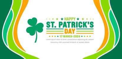17 March is Happy St. Patrick's day background with green leaves background template. St Patrick day or saint Patrick day banner. use to background,  placard, card, and poster design template. vector