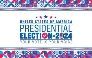 USA Election 2024 background design template. USA flag 2024 presidential election banner design. US presidential election voting poster. November 5 Vote day banner. vector illustration.