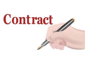 hand with pen writes contract vector