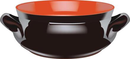 Vector image of a sleek saucepan with red interior and two handles