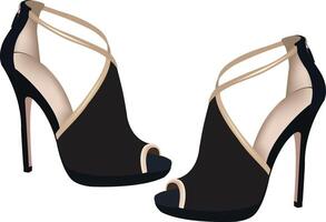 Elegant black high heel shoes illustration vector