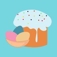 Easter, happy Easter, cake, pastries, cakes with icing and sprinkles. Easter egg, colored eggs in a cup vector