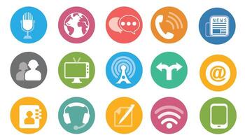 PInternet and Social Vector Icons, Technology network. Connected symbols for digital, connected, communicate, social media and global concepts. Vector interactive illustration