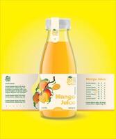 mango jugo botella etiqueta, paquete modelo diseño, etiqueta diseño, Bosquejo diseño etiqueta modelo vector