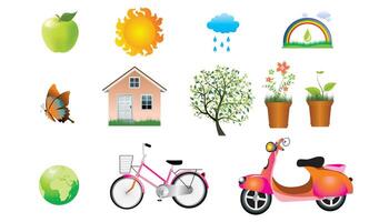 environment around us. various environmental and vehicle icons vector