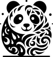 design with curved line art and panda combination vector