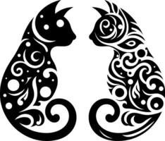 detallado gato diseño con un único combinación de batik motivos vector