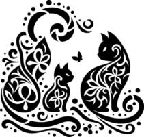 detallado gato diseño con un único combinación de batik motivos vector